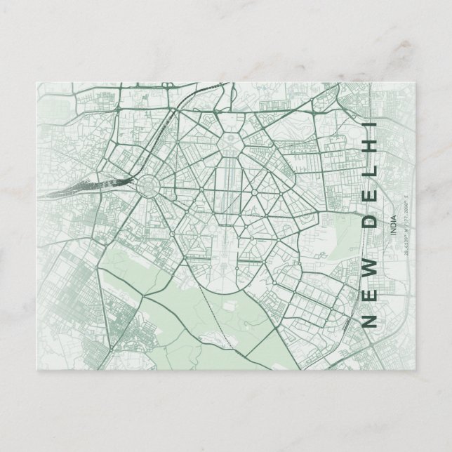 New Delhi India City Map Minimal Design Postcard (Front)