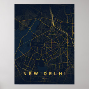 New Delhi India City Map Minimal Design Poster
