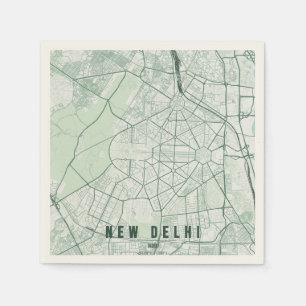 New Delhi India City Map Minimal Napkins