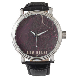 New Delhi India City Map Minimal Watch