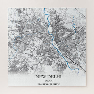 New Delhi India City Map Travel Simple Jigsaw Puzzle