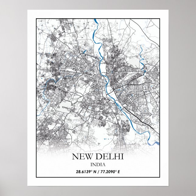 New Delhi India City Map Travel Simple Poster (Front)