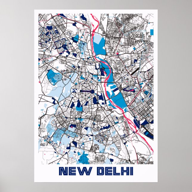 New Delhi - India MilkTea City Map Poster (Front)