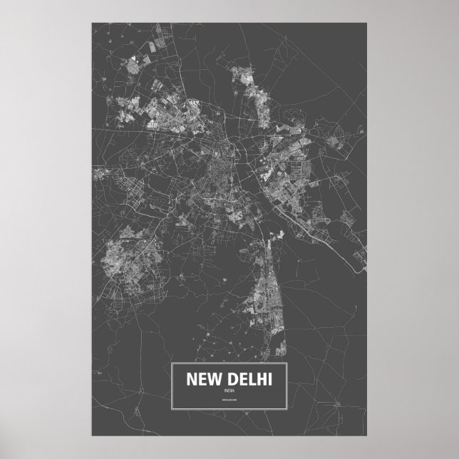New Delhi, India (white on black) Poster (Front)