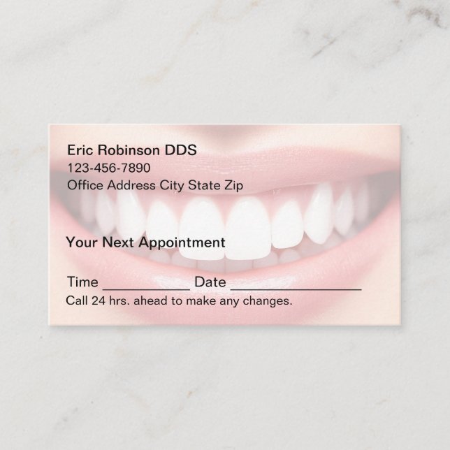 New Dentist Office Smile Appointment Cards (Front)