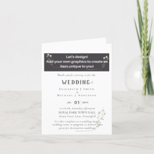 NEW! DESIGN OWN WEDDING Program, Menu, Destination Note Card