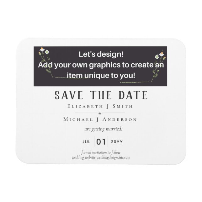 NEW! DESIGN OWN WEDDING Save The Date MAGNETIC Magnet (Horizontal)