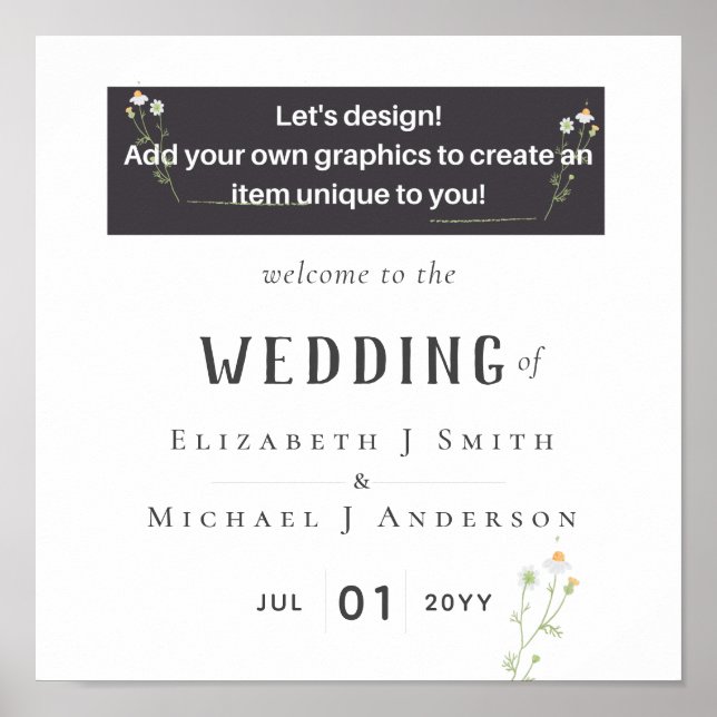 NEW! DESIGN OWN WELCOME WEDDING POSTER Budget (Front)