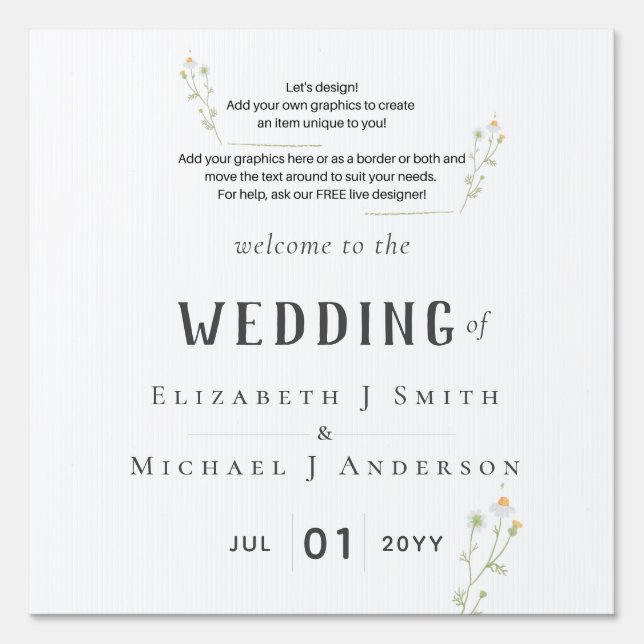 NEW! DESIGN OWN WELCOME WEDDING YARD SIGN (Front)