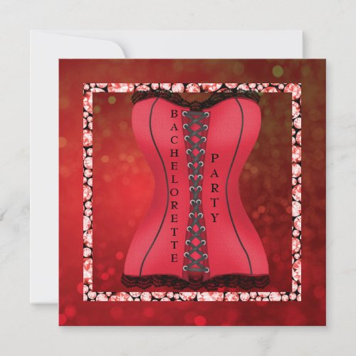 new diamond CORSET RED BACHORETTE Invitation