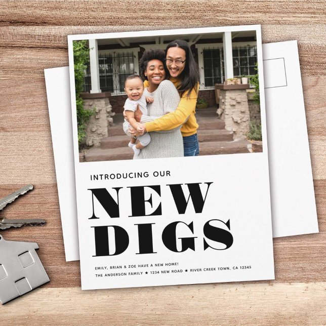 NEW DIGS Simple Photo Modern Minimal Moving Announcement Postcard (Creator Uploaded)