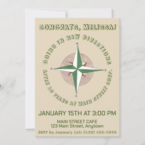 New Directions Compass Going Away Retirement Party Invitation