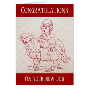 New Dog Congratulations Vintage Embroidery of Dog