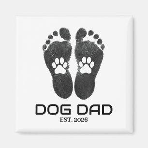 New Dog Dad Paw Prints Bold Est. Date Magnet