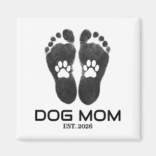 New Dog Mom Paw Prints Bold Est Date Magnet