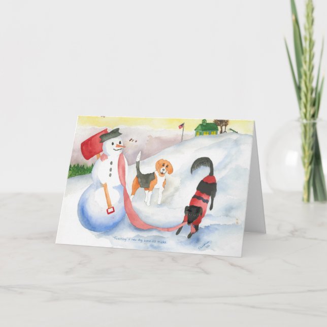 New Dog Old Dog Greeting Card (Front)