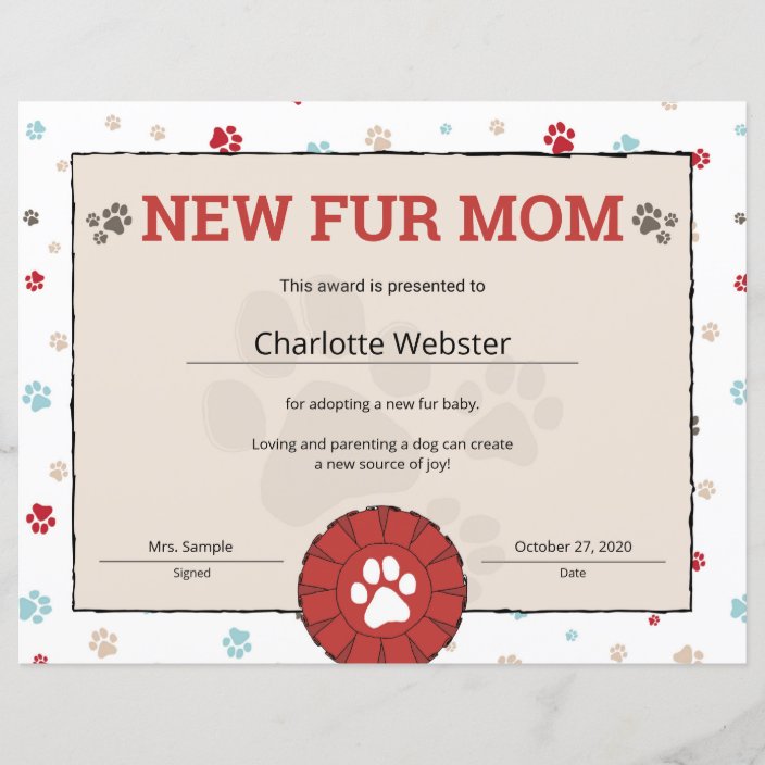 New Dog Owner Puppy Birth Certificate | Zazzle.com