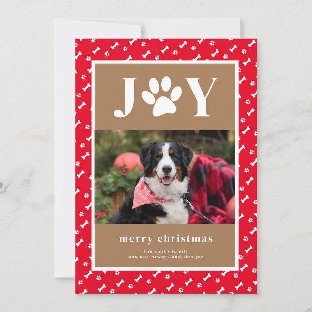 New Dog Puppy Joy Paw Christmas Announcement (Front)