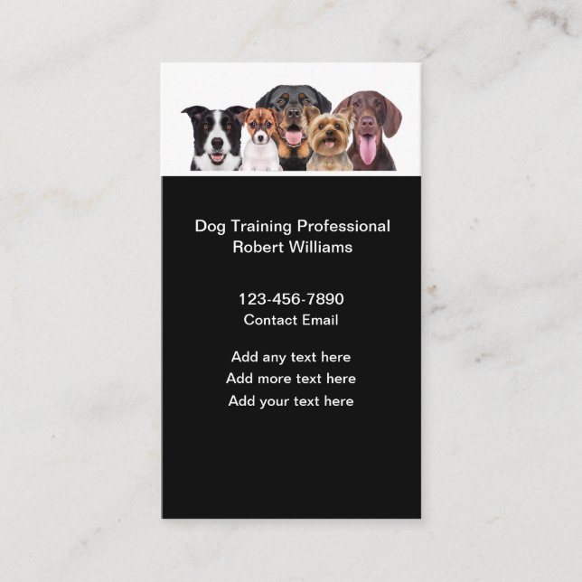 New Dog Training Canine Class Business Card (Front)