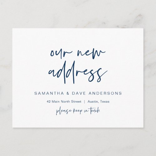 New Dream Home Address Announcement Navy blue Postcard