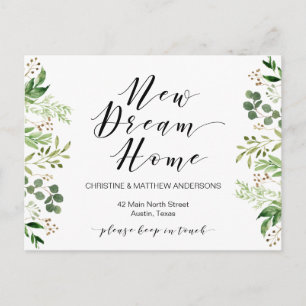 New dream home, Greenery, Moving Announcement Postcard