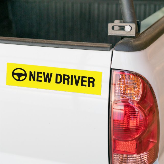 New Driver Bumper Sticker with car steer logo (On Truck)