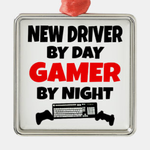 New Driver by Day Gamer by Night Metal Ornament