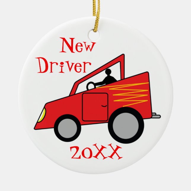 New Driver Car Ceramic Ornament (Front)