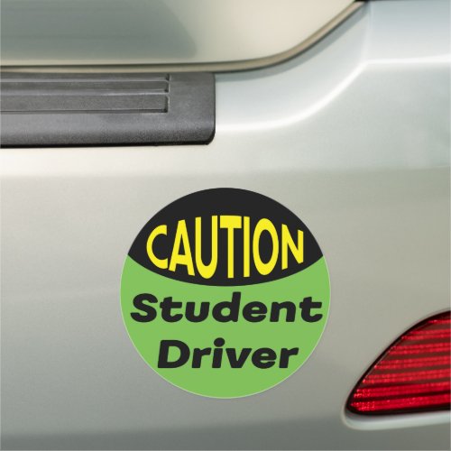 New Driver Caution Safety Warning Green Black Car Magnet