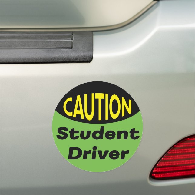 New Driver Caution Safety Warning Green Black Car Magnet (In Situ)