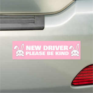 New Driver Cute Bunny Design - Please Be Kind Car Magnet