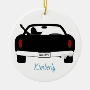 New Driver Female Blue Personalized Ceramic Ornament