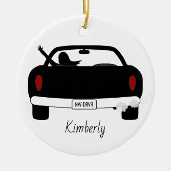 New Driver Female Personalized Ceramic Ornament by NightOwlsMenagerie at Zazzle