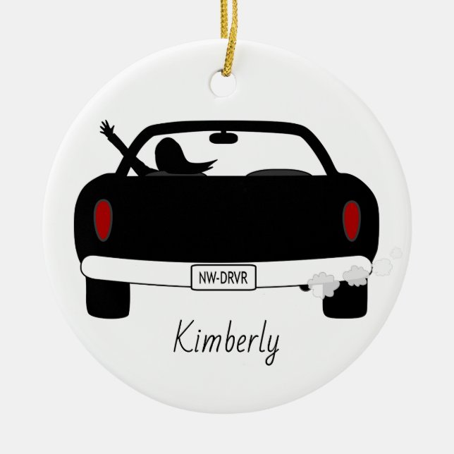 New Driver Female Personalized Ceramic Ornament (Front)