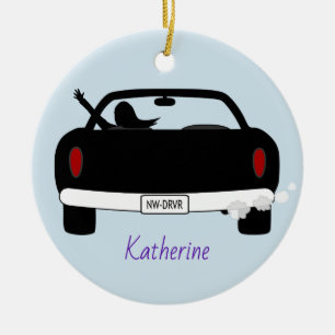 New Driver Female Pink Personalized Ceramic Ornament
