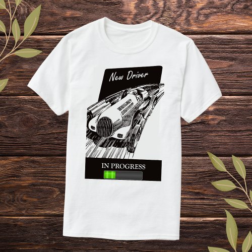 New Driver in Progress Vintage Retro Car Race T_Shirt