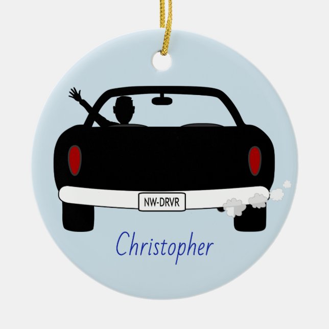 New Driver Male Personalized Ceramic Ornament (Front)