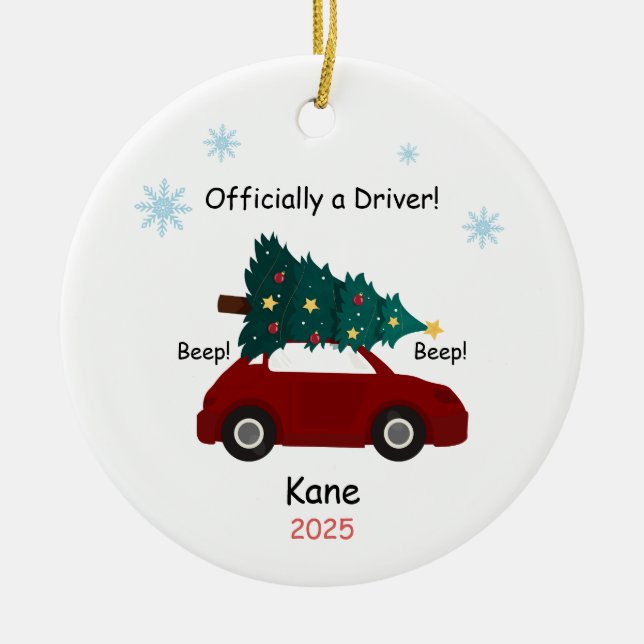New Driver Ornament, Custom Licensed Driver  Ceramic Ornament (Front)