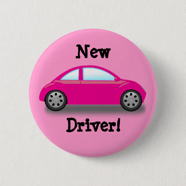 New Driver Pink Car Button | Zazzle