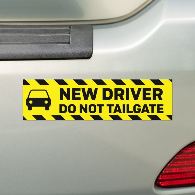New Driver Please Do Not Tailgate Bumper Sticker (On Car)