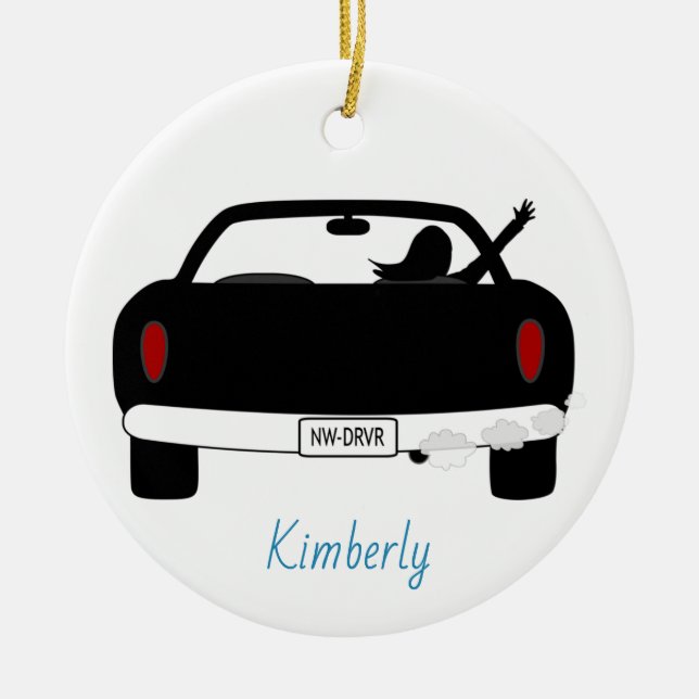 New Driver RIGHT Hand Drive Female Ceramic Ornament (Front)