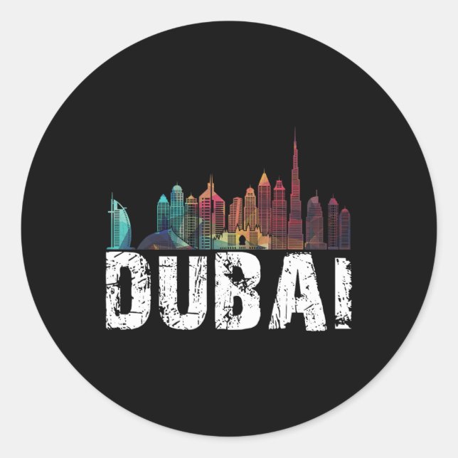 New Dubai Love Skyline Uni For Holidays In Dubai  Classic Round Sticker (Front)