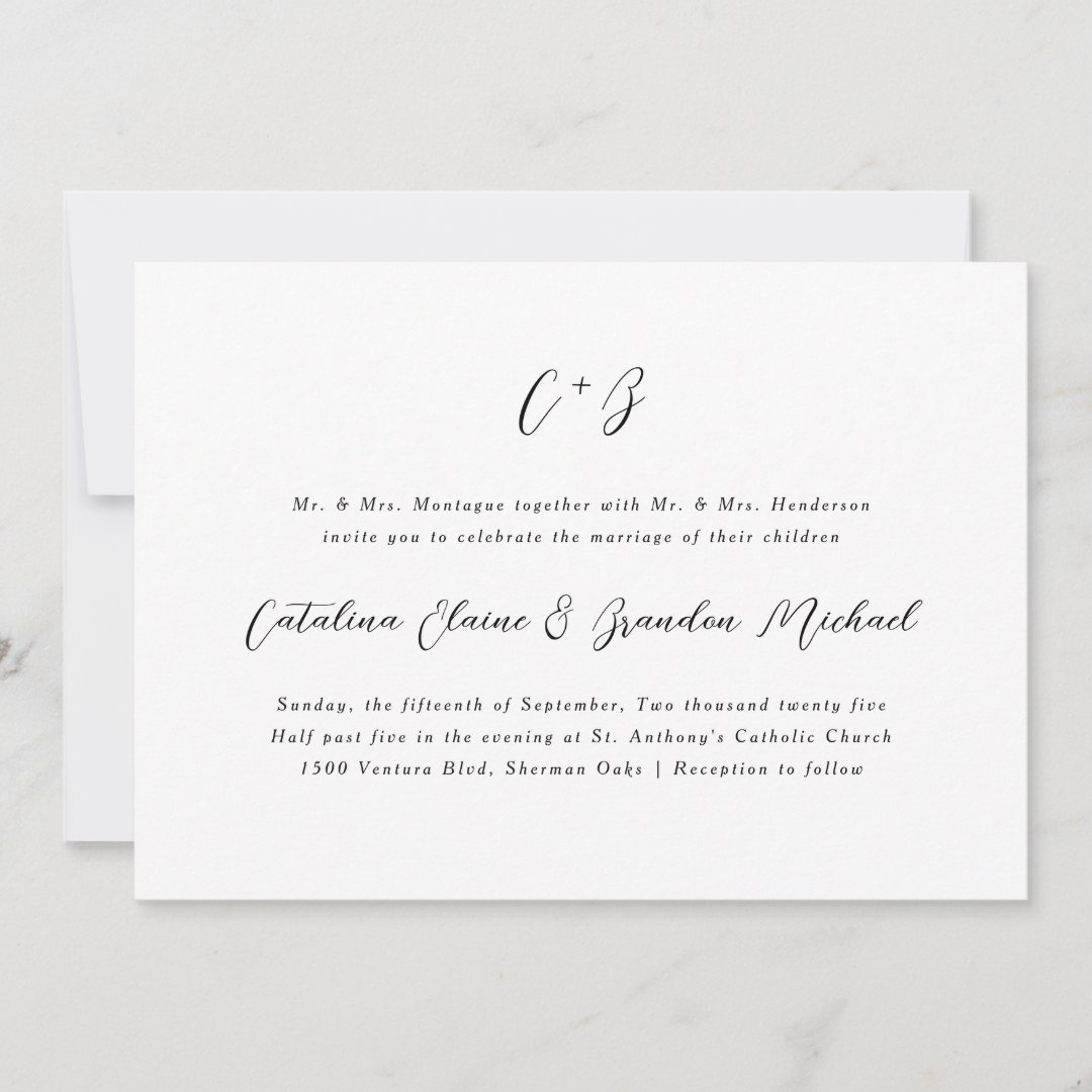 New Elegance Calligraphy Monogram Names Wedding Invitation | Zazzle