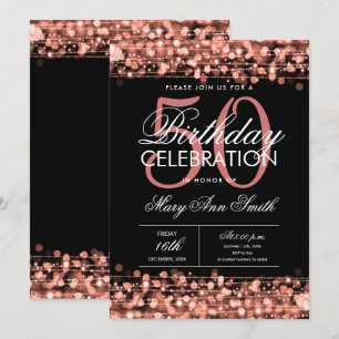 New! Elegant 50th Birthday Party Sparkle Rose Gold Invitation