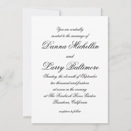 NEW Elegant Simple Script Type Wedding Invitation