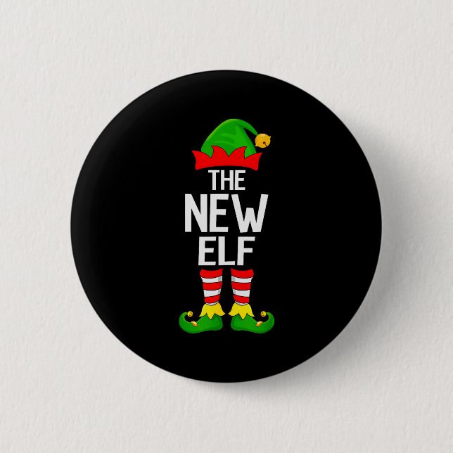 New Elf Xmas Matching Family Elf Squad Christmas  Button (Front)