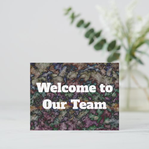 New Employee Colorful Swirl Tiled Business Welcome Postcard