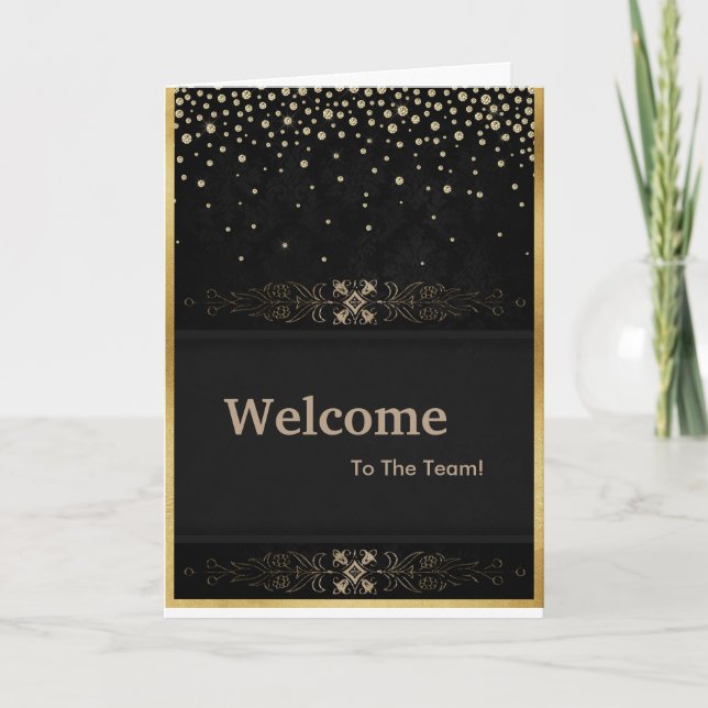 New Employee Welcome Gold Glitter Card (Front)