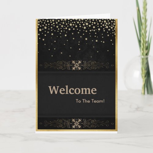 New Employee Welcome Gold Glitter Card