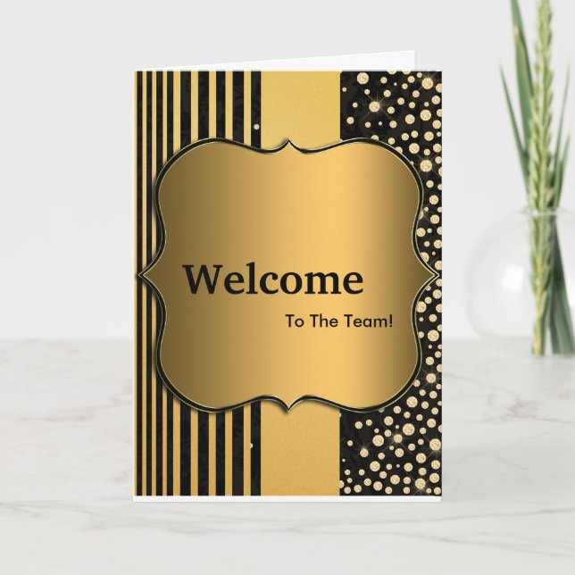 New Employee Welcome Gold Glitter Card (Front)